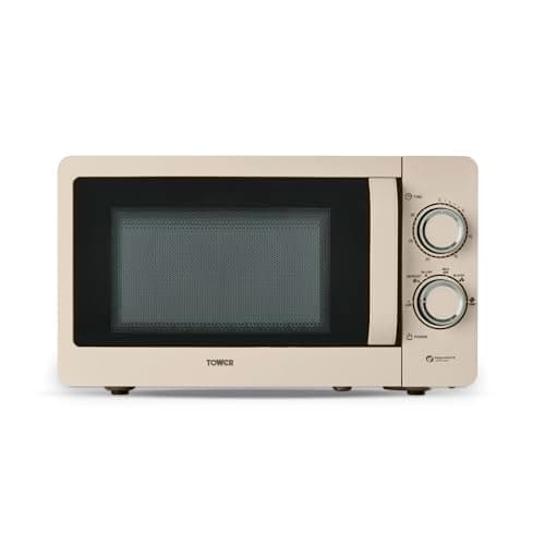 Image of Tower T24042MSH Manual Microwave with Sleek Mirror Door, 800W, 20L, Latte & Chrome