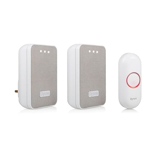 Image of Byron Wireless Doorbell Set – Twin Pack – Battery Portable and Plug in – 150 m Range – 16 Melodies – DBY-22324UK