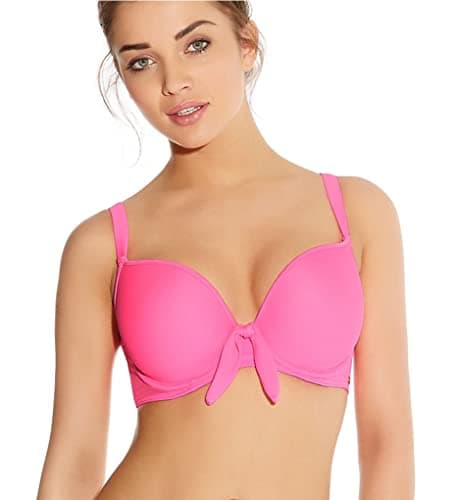 Image of Freya Womens Deco Swim Underwired Moulded Bikini Top, 28DD, Bright Pink