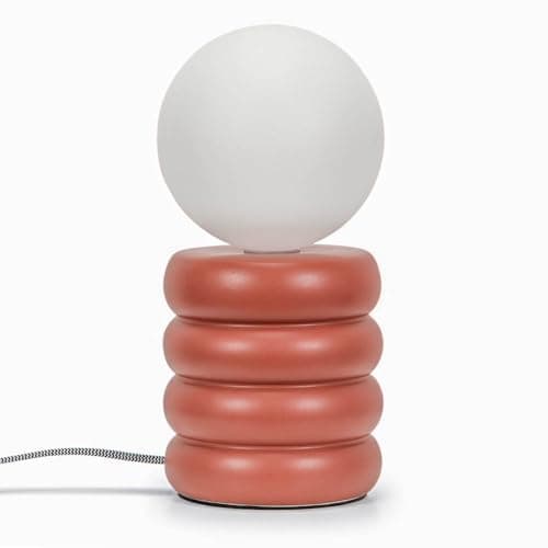 Image of ValueLights | Modern Rust Stacked Ceramic Bedside Table Lamp with Opal Globe Lampshade Living Room Bedroom Light | Table Lamps, Home Décor & Improvement Essential | Included LED Bulb