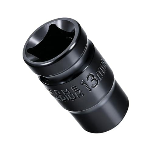 Image of Youzzei 1/2 Inch 13mm Impact Socket, 6 Point Shallow Metric Socket, Upgraded Electrophoretic Coating CR-V Steel 13mm Sockets 1/2" Drive for Car Repair Mechanical Maintenance Home Use