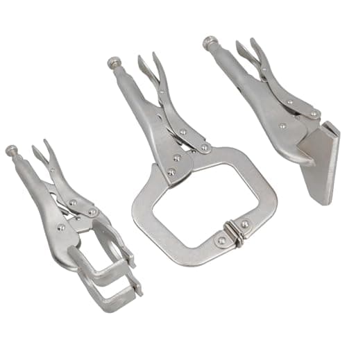 Image of 3PC Welding Clamps Plier Set C Clamp Mole Vice Grip Locking Pliers Sheet Metal