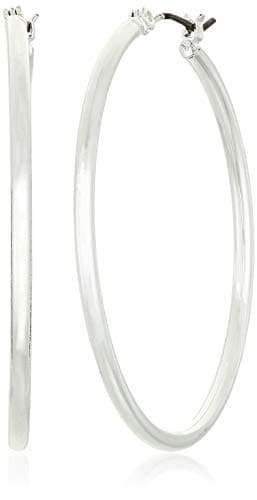 Image of Anne Klein Women's Silver Tone Medium Clicktop Hoop Earrings, One Size