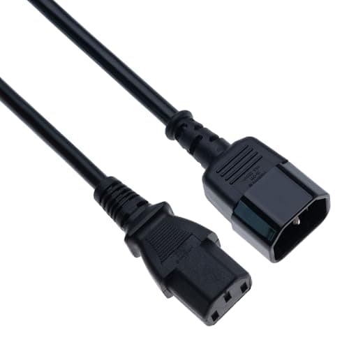 Image of Power Extension Cord AC Kettle Lead UK IEC C13 to C14 5m PC Supply Cable Male to Female Compatible with Computer Monitor Printer PDU UPS Systems Servers Audio/Visual Equipment (Black)