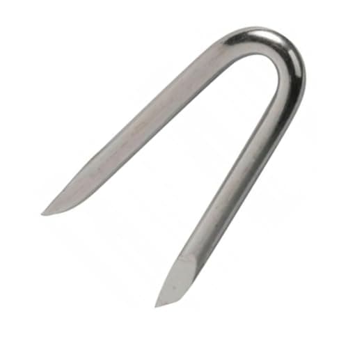 Image of Merriway BH03726 (50 gm) Galvanised Netting Staple U-Nail, 30 mm (1.1/4 inch) x 3.56 mm - Pack of 50 gm (Approx. 12 pcs), Grey