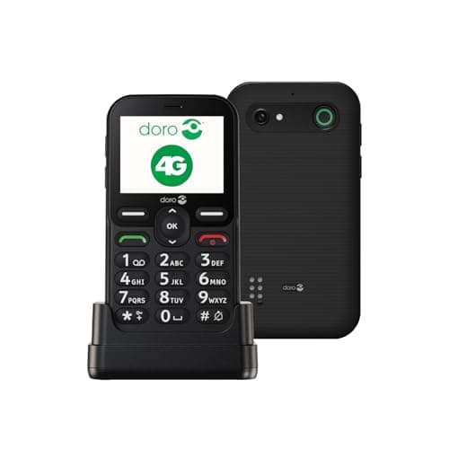 Image of DORO Telefon – Doro Leva E10 – 4G Handy für Senioren – 2,4 Zoll Querformat-Display, kontrastreiche Tasten, besonders klarer Klang, HD Voice, Kamera, Doro Secure-Taste – Inklusive Ladestation – Schwarz