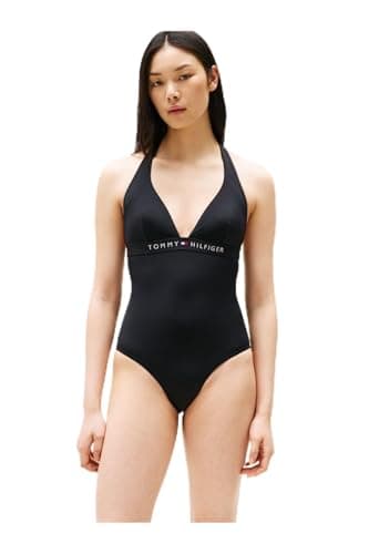 Image of Tommy Hilfiger Women’s Halterneck Swimsuit, Black (Black), M