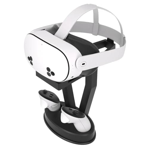 Image of Digicharge VR Headset Stand for Oculus Meta Quest 3S / Quest 3 / Quest 2 / PS VR Display Mount Station for Headset and Touch Controllers, VR Storage Holder Stand with Base for Controllers