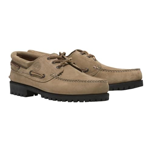 Image of Timberland Authentic 3 Eye Lug 0A2pdq Men's Boat Shoe Leather Beige, beige, 8.5 UK
