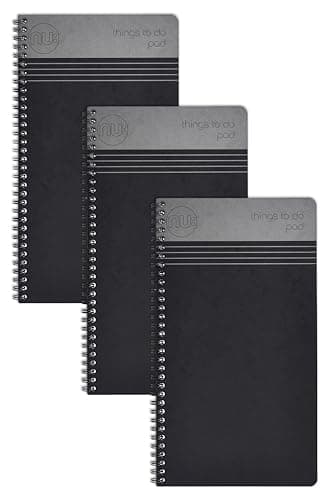 Image of nu: Notebooks - Craze Cloud Range - Things to Do Pad - Wirebound Notebook - Stationery Notebooks - Ruled Notepad - Black - Multipack of 3