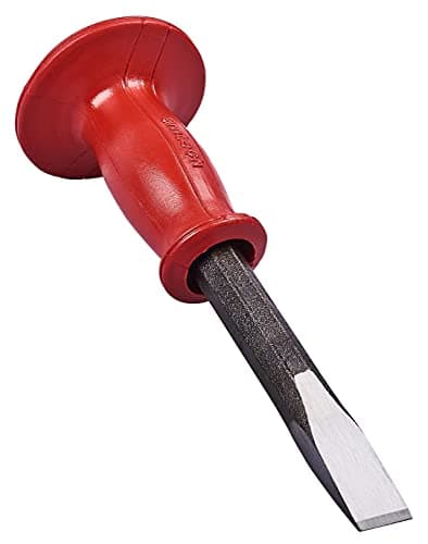Image of Amtech Cold Chisel with Protective Rubber Grip, Heat-Treated Carbon Steel for Masonry & Stone Shaping, Safer Control for Site & DIY, 10" × 3/4"