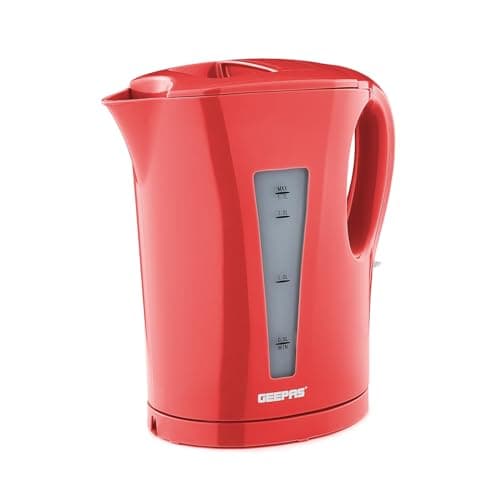 Image of GEEPAS Electric Kettle | 1.7L Cordless Fast Boil Jug Kettle for Hot Water Tea or Coffee | Boil Dry Protection & Auto Shut Off | Illuminated Switch, Cord Storage 2200W Red (Renewed)