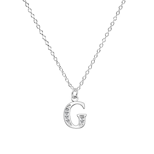 Image of Kraven S925 Silver Initial Necklace Charm Necklace, Dainty Cubic Zirconia Letter Dainty Necklaces Jewelry Birthday Gifts for Women Girls (G)