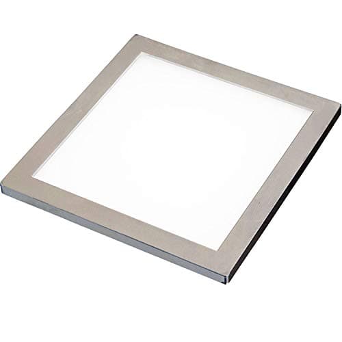 Image of 1 Pack | LED Under Cabinet Square Panel Spot Light & Driver Kit | Brushed Nickel & Warm White | Kitchen Diffused Slim Down Light | Worktop Countertop Unit Lighting | Modern Recessed Flush Mounted