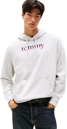Image of Tommy Jeans Men’s Regular Fit Hoodie, Grey (Lt Grey HTR), S