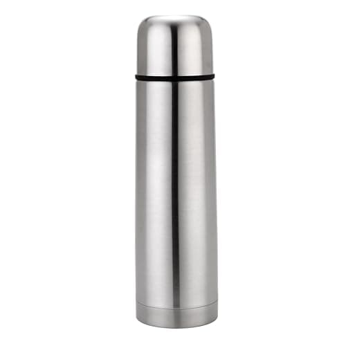 Image of Bargain Factory Water Flask, Double Walled Vacuum Insulated Flask 1l, Leakproof 24 Hours Hot and Cold Water Bottle, Durable Stainless-Steel Interior and Exterior, Silver