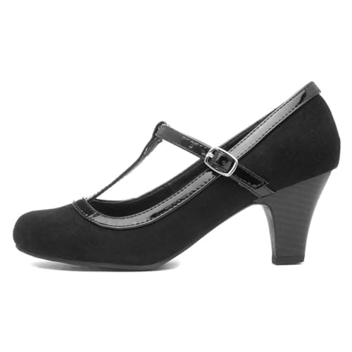 Image of Lilley Vicky Womens Black Faux Suede Court Shoe - Size 7 UK - Black