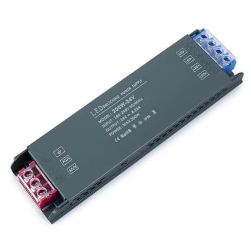 Image of KSIBNW LED Driver 24V 200W Transformer AC 240V to DC 24V 8.3A, Ultra Slim Low Volt Power Supply Quiet 240V to 24V Transformer Adapter Fanless for LED Light Bulbs