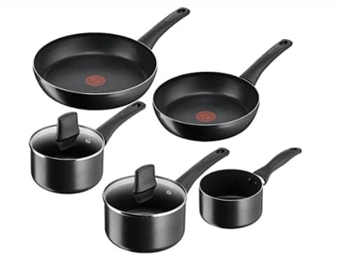 Image of Durable Tefal Titanium Force 5-Piece Set: Saucepans 14/16/18 cm, Frypans 20/28 cm, Non-Stick Coating