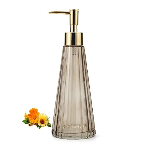 Image of Brown Glass Hand Soap Dispenser with Rust Proof Pump, 10oz/300ml