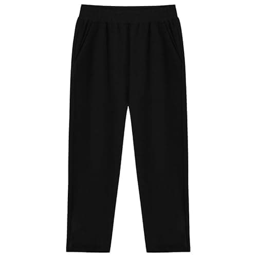 Image of MIXLAC Kids Straight Leg Joggers Sweatpants with Pockets, Elastic Waist Trousers, Casual Athletic Track Pants for Boys Girls, School Sports Wear Black