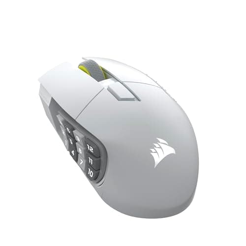 Image of Corsair SCIMITAR ELITE WIRELESS SE MMO PC Gaming Mouse – 33,000 DPI, 16 Programmable Buttons, Key Slider, Elgato Virtual Stream Deck, 1,000Hz Polling, Up to 150-Hour Battery – White