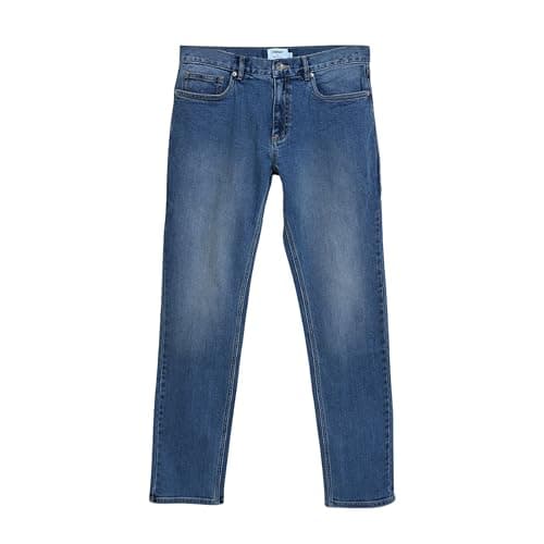 Image of Farah Men's Elm Straight Denim Washed Jeans, 32, Light Blue Rinse