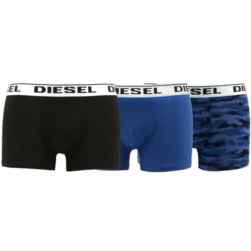 Image of Diesel Pack of 3 Mens Kory Cotton Stretch Boxer Shorts, blue, S