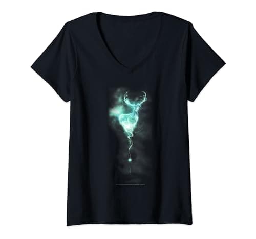 Image of Womens Harry Potter Stag Patronus Mist V-Neck T-Shirt