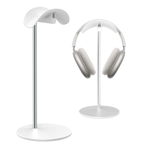 Image of SHUOSUO Headphone Stand, Headset Holder with Solid Base for Desk, Compatible with AirPods Max, Beats, Bose, B&O, Sony, Sennheiser, Gaming, etc (White)