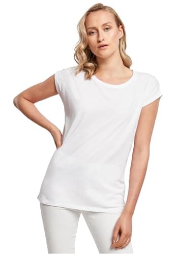 Image of Build Your Brand Mens Ladies Extended Shoulder Tee T-Shirt, White, 3XL