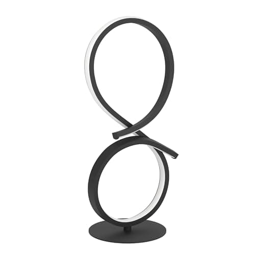 Image of Eglo LED Bedside lamp Serpins, Curved Table lamp, Room Decoration Living Room, Bedroom Lighting Made of Metal in Black and Plastic in White, Warm White, H 40.5 cm