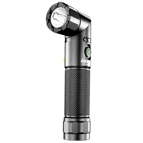 Image of Unilite LED Right Angle Flashlight, Black, USB Rechargeable, Aluminum, 1200lm, 18650 Battery Included, 16.1x3x2.7cm, 180m