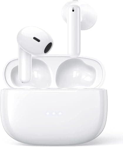 Image of Wireless Earbuds Bluetooth 5.3 Headphones with 4 ENC Mic, 36H Battery, Deep Bass, IP7 Waterproof, White, In-Ear True Wireless