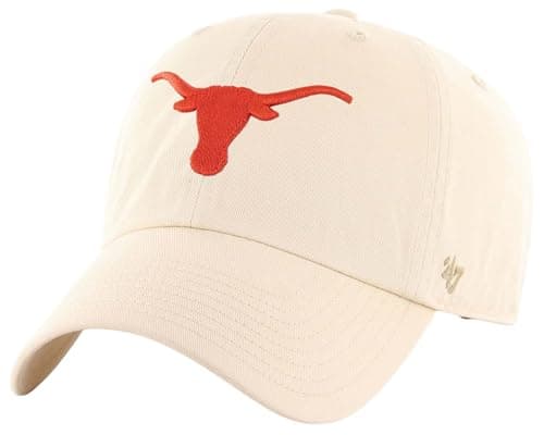 Image of 47 NCAA Unisex-Adult Clean Up Adjustable Hat Cap One Size, Texas Longhorns - Natural, One size