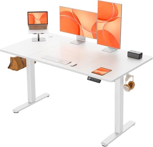 Image of ErGear Electric Standing Desk Height Adjustable 140 x 70cm, Sit Stand Desk with 4 Memory Smart Pannel, Home Office Desk with Splice Board