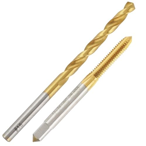 Image of Aceteel 12-24 UNC Tap with 4.5mm Drill Bit, Ti-Coated HSS #12-24 Thread Tap and #16 Straight Handle Twist Drill