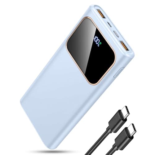 Image of Power Bank Fast Charging 10000mAh, 22.5W Portable Charger USB C Input & Output Powerbank with LED Display, PD3.0 QC4.0 Phone Battery Pack for iPhone17/16/15/14/13/12, Android More，Blue