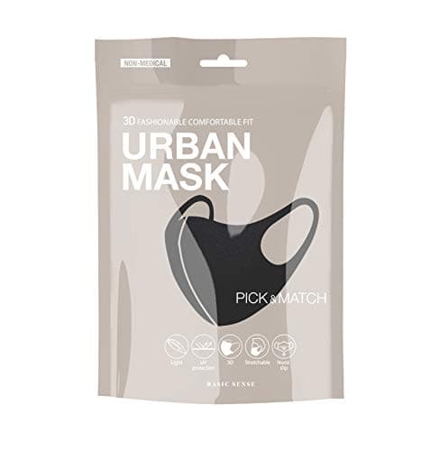 Image of Basic Sense 3D Washable Reusable Thick Reinforced Plain Face Coverings Masks (Black)