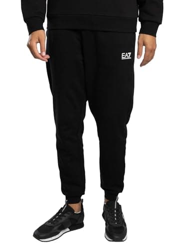 Image of EA7 Men's Pantaloni Logo Joggers, Black/White, M