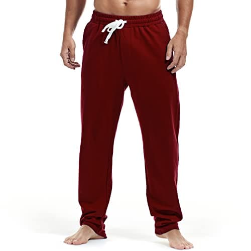 Image of Amy Coulee Mens Joggers Bottoms Cotton Running Gym Tracksuit Bottoms Casual Straight Leg Sweatpants (Red, M)