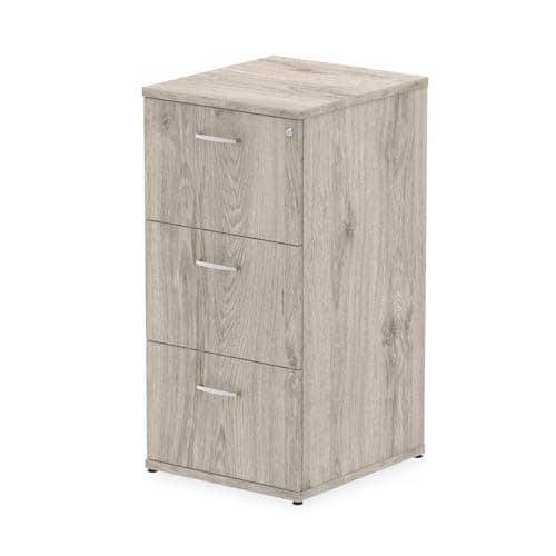 Image of OPO Impulse Freestanding 2/3/4 Drawer Storage Contract Filing Cabinet with Anti-Tilt Mechanism & Lockable Office | Heat Resistant Beech Melamine Finish Grey Oak 3 Drawer