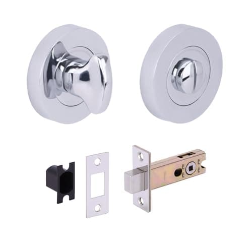 Image of HANDLEZONE® Bathroom Toilet Door Thumb Turn and Release Deadbolt Kit - Polished Chrome - 76mm Bolt with 57mm Backset