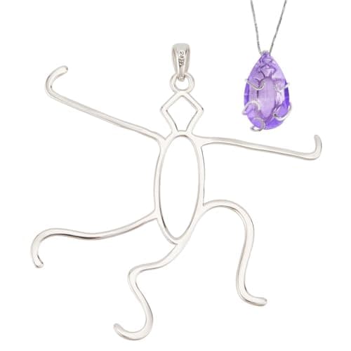 Image of BENECREAT Sterling Silver 5 Claw Prong Pendant Blank, Oval Shape, 45.5x48x1mm, Platinum