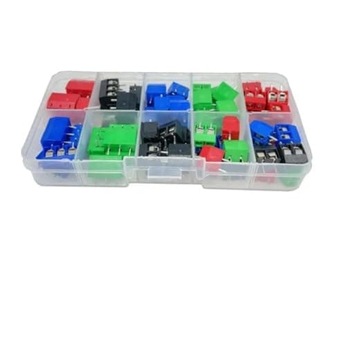 Image of Lagomloot 68PCS KF301 Screw Terminal Block Kit, 5.0mm Pitch 2P 3P Connectors for Arduino for Raspberry Pi GPIO, 6A 150V PCB Mount Terminals Red Blue Green Black