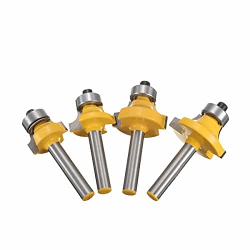 Image of Bohaner 1/4 Inch Shank Round Over Edging Router Bit Set Corner Rounding Edge Forming Roundover Beading Router Bit Set (1/8" 1/4" 3/8" 1/2"Radius 4Pcs)