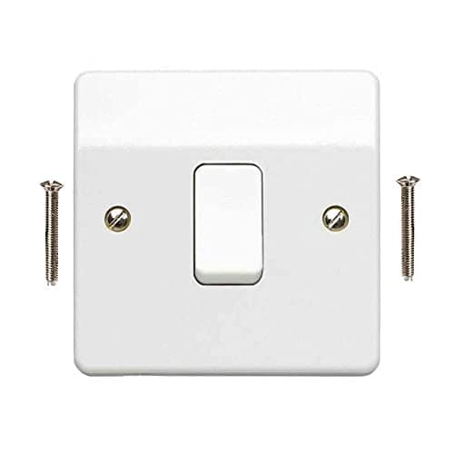 Image of Body-Plus 1 Gang 2 Way Light Switch - White Electrical Curved Edge Light Switches with Screws - 250 V A.C, 10AX Single Wall Switch for Home, Office, Industries, Sheds, garages etc (1)