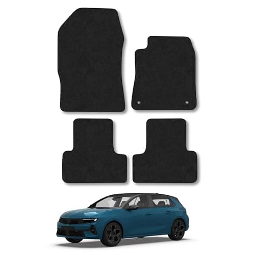 Image of Vauxhaul Astra L (2022+) Car Mats Accessories Tailored Fit Carpet Floor Mats Non Slip Black Trim Full Coverage Compatible Accessory Front Rear Set Anti Slip Granulated Backing Hand-Finished Clips
