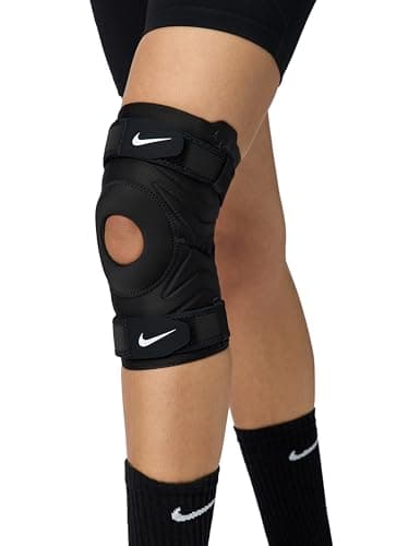 Image of Nike Pro Open Knee Strap Sleeve Black White Anklets, Knee Pads, Splints and Slings, Adults Unisex, Multicoloured, M