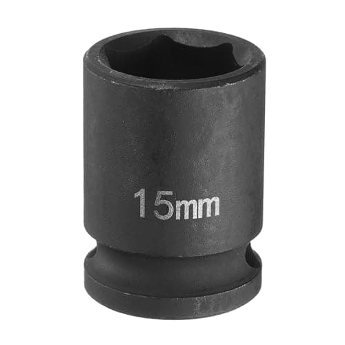Image of sourcing map Deep Impact Socket 3/8" Square Drive by 15mm Metric 6 Point Socket 30mm (1.18") Long CR-MO Steel Industrial Grade Flip Socket for Home Auto Hex Nuts Bolts Repair, Black